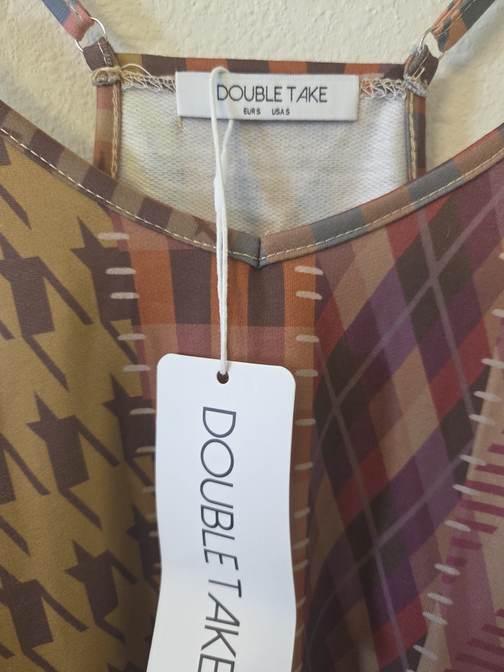 Boho Patchwork Houndstooth Jumpsuit NWT Small - Picture 3 of 5